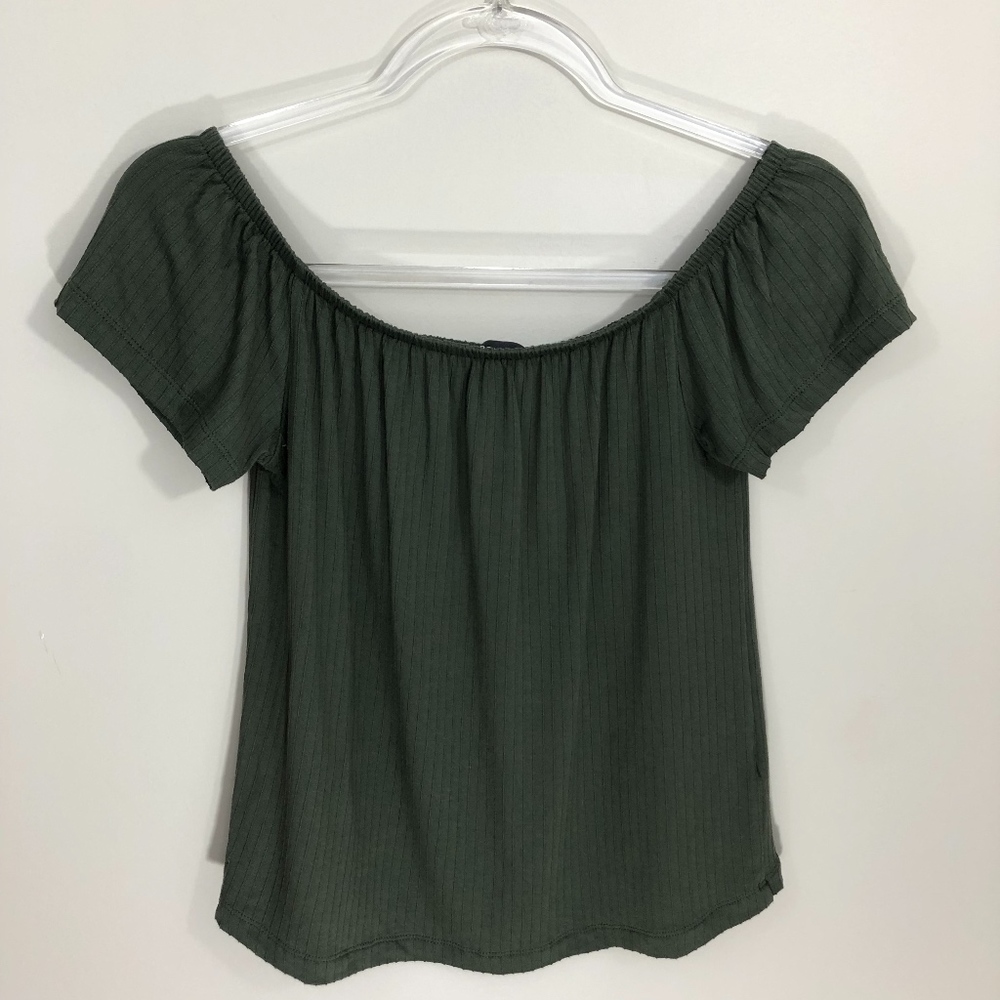 Primark Off Shoulder‎ Green Top XS